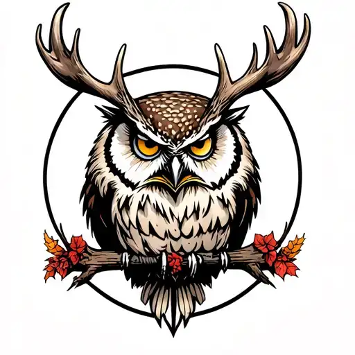 An Angry Owl With Moose Antlers