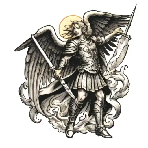 Archangel Michael With Fire Sword