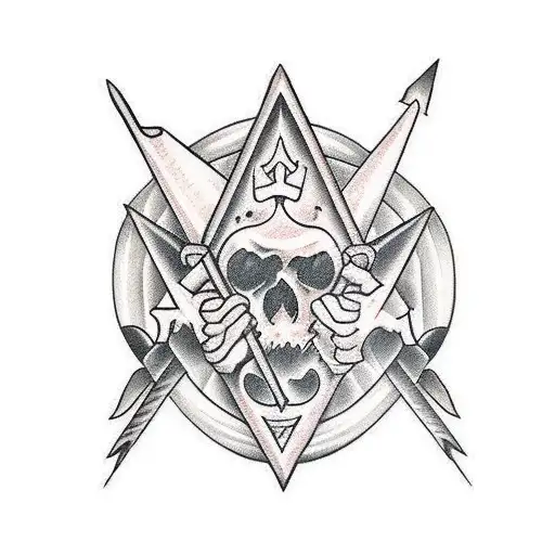 4 Gothic Daggers Crossed At 45 Degrees