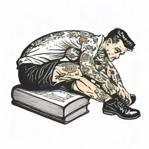 Man Sitting On Book