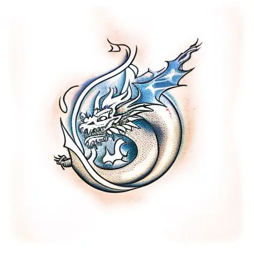 Downward Facing Dragon With Flame Clouds