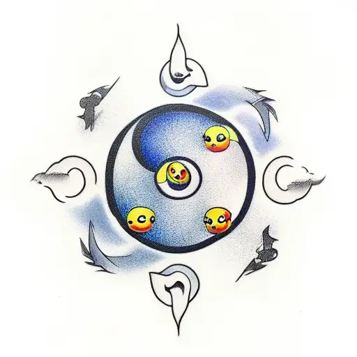 Yin Yang Symbol With Rubber Ducks As The Opposing Elements