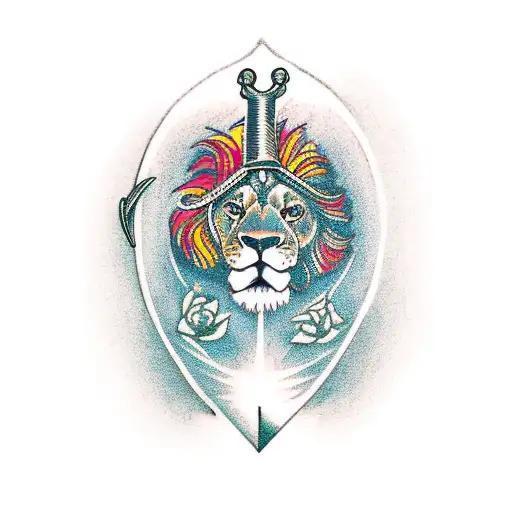 A Lion Hand Holding A Downward Pointing Sword