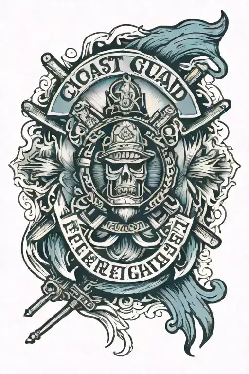 Coast Guard Firefighter Logo Combined