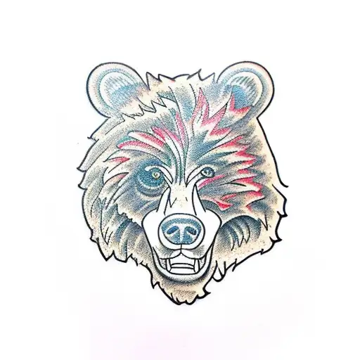 Fierce Bear Face With Bright Eyes