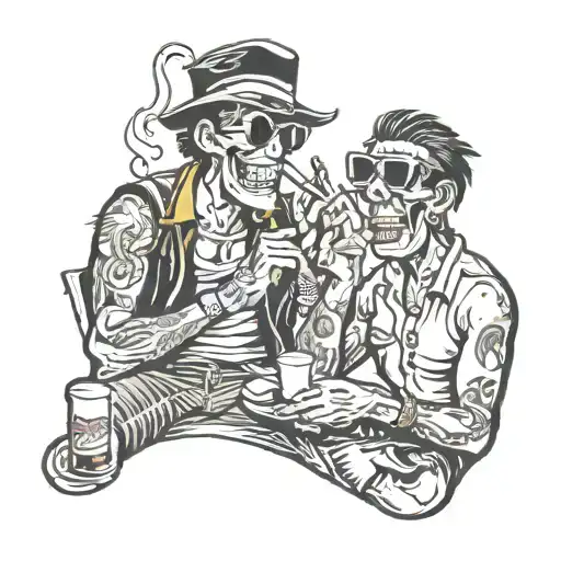 Crazy Rockers Friends Smoking Cigarette