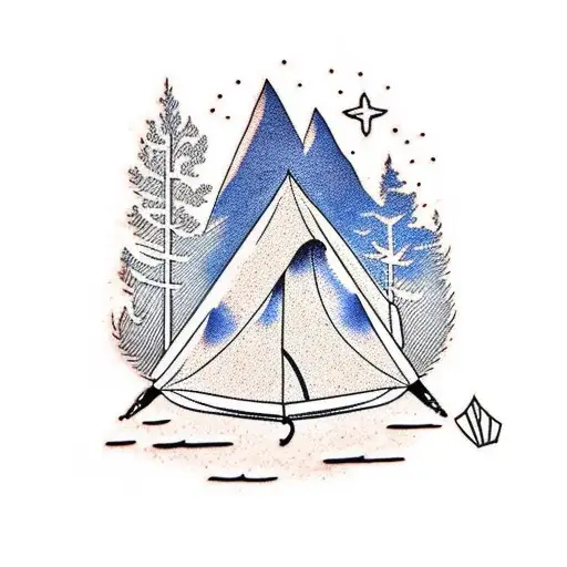 Camping Tent In A Forest