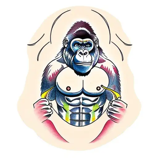 Gorilla Standing And Beating It's Chest