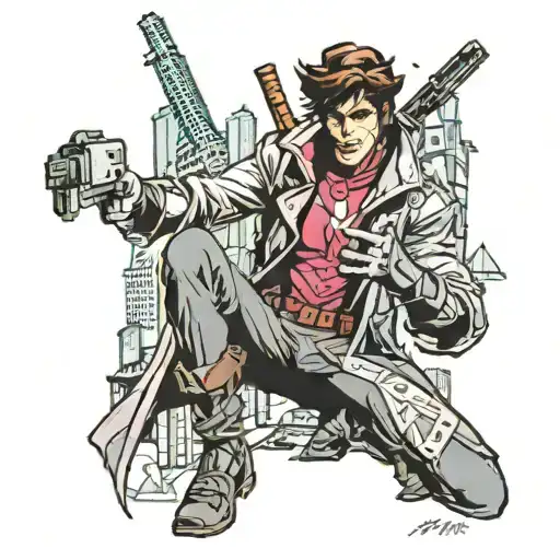 Gambit From Xmen Over Shadowing The City Of Chicago