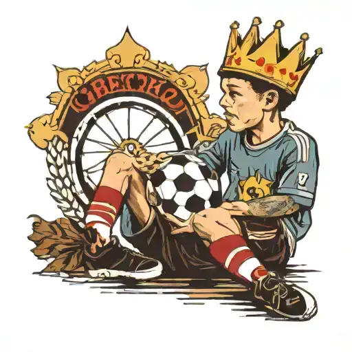 Something With A Kid Wearing A Baggy Soccer Jersey With A Crown That Doesn't Fit