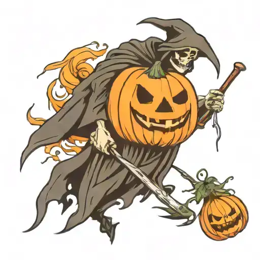 Grim Reaper And Pumpkin