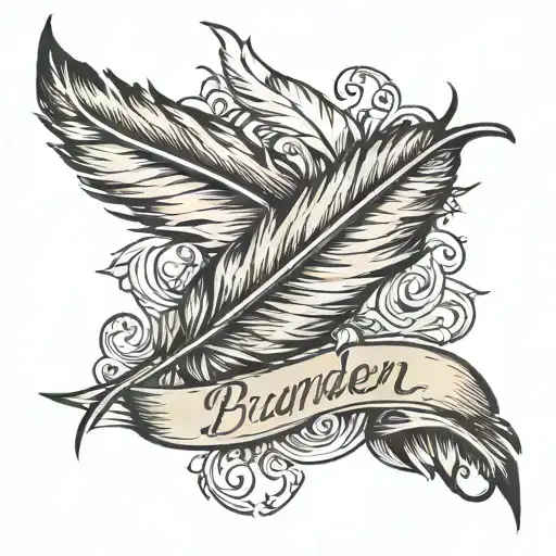 Feather Cursive Writing With The Name Branden Capers
