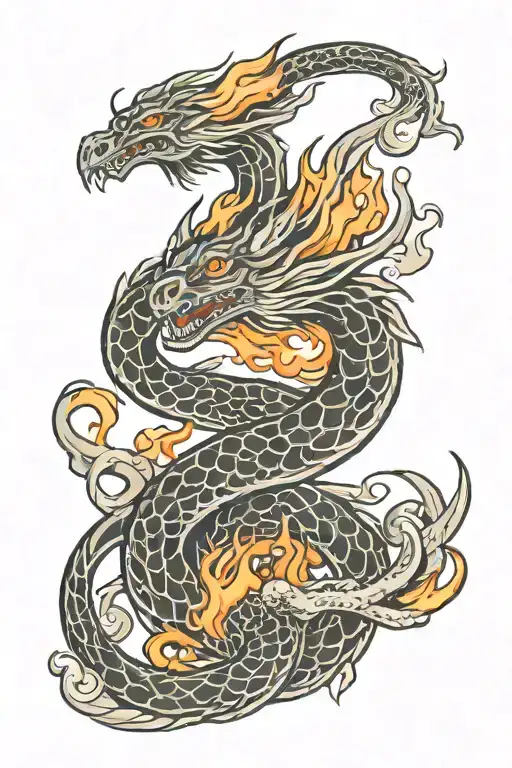 Dragon With Flames Wrapped