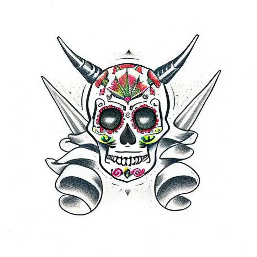 Sugar Skull With Horns