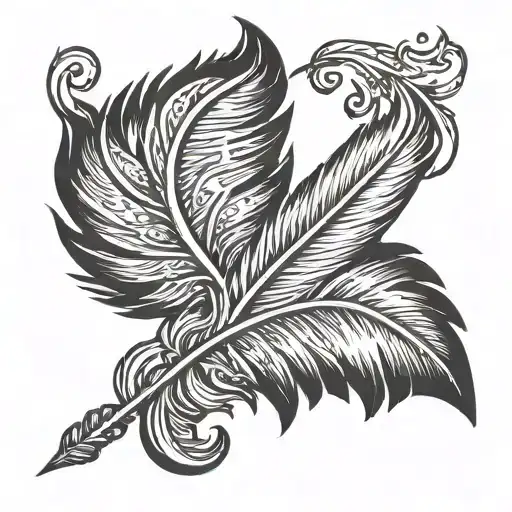 Feather Quill Scrawling Line