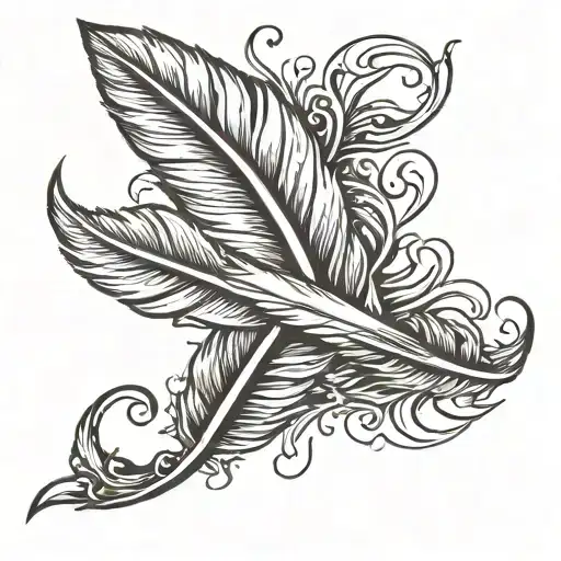 Single Feather Quill Scrawling Line