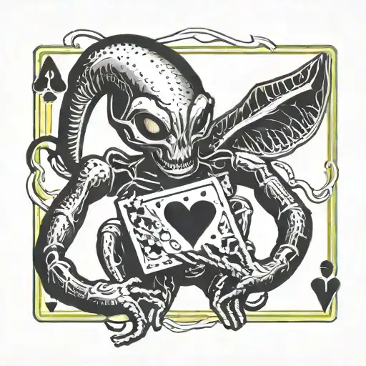Alien Holding A Playing Card