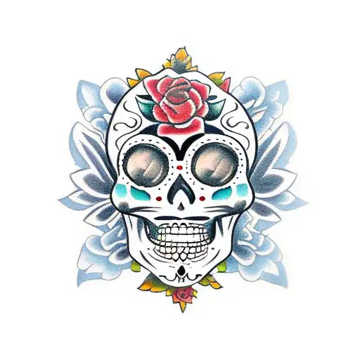 Base Guitar With A Dia De Los Muertos Theme