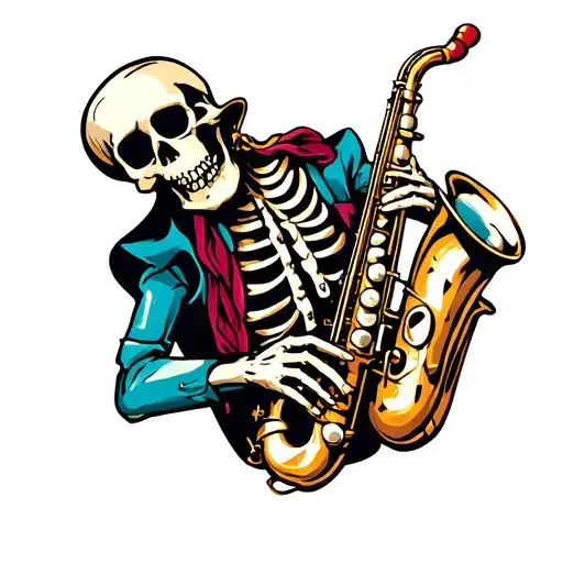 Skeleton Playing Saxophone