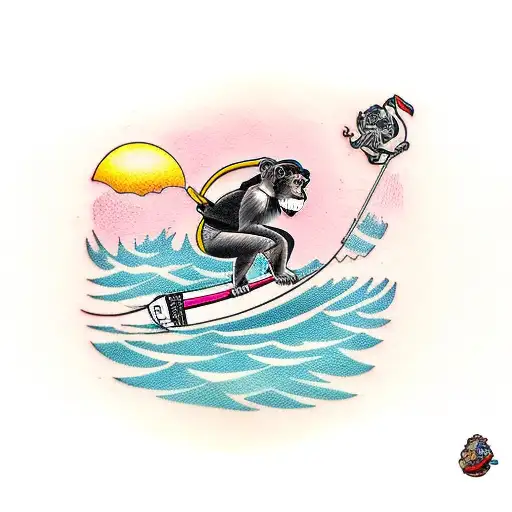 A Monkey Riding A Wakeboard