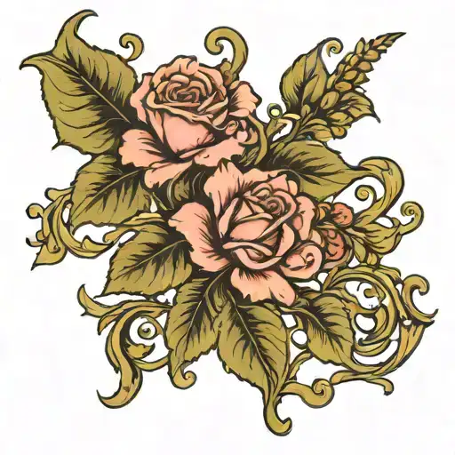 Fleur De Li Covered In Rose Vine