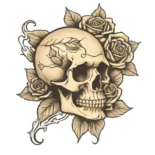 Female Skull With Roses