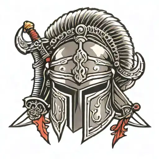 Spartan Helmet And Swords