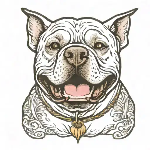 A White Pitbull Smiling Face