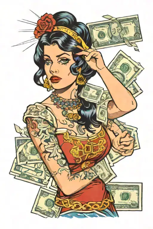 Dark Haired Girl With Money