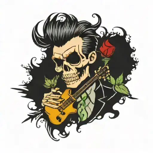 Punk Rock Skeleton With A Pompadour Inspired By Sid Vicious