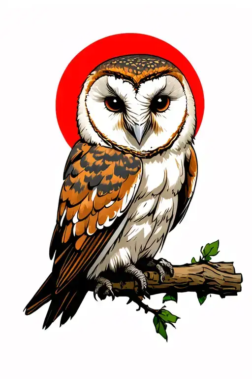 Barn Owl With Red Circle Behind Head
