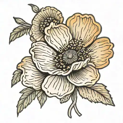 Thin Line Flower Tattoo With A Poppy And Daisy
