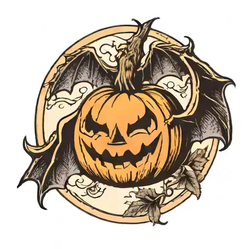 Bat With Pumpkin Halloween