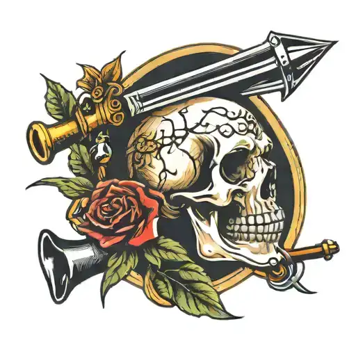 Skull Ans Fishing Rod Crossed