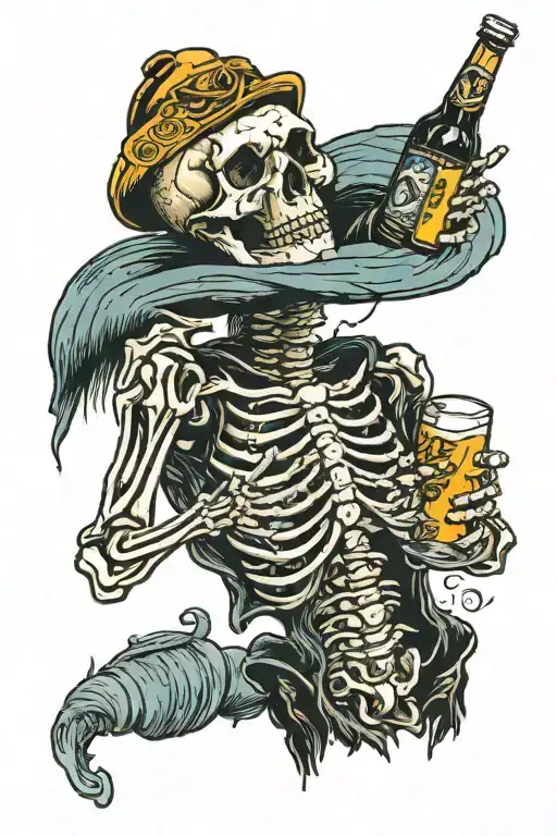 Skeleton Drinking A Corona On The Beach