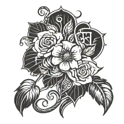 Flower And Zodiac Sign Intertwined