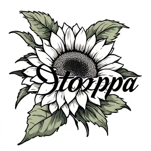 Create A Tattoo That Represents A Sunflower And The Name Stoppa In A Simple Way But With Details