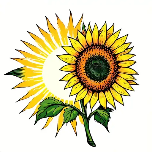 Sunflower Blowing In The Wind With The Sun Shining Behind It