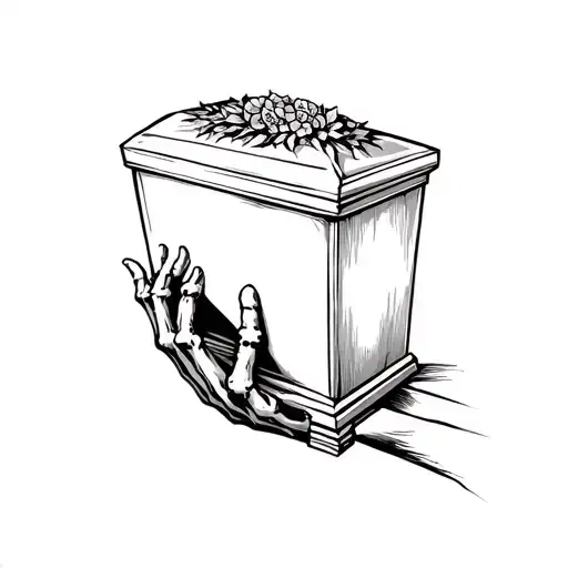 Traditional Skeleton Hand Opening Large Coffin From Inside