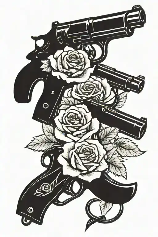 Roses And Uzi Gun