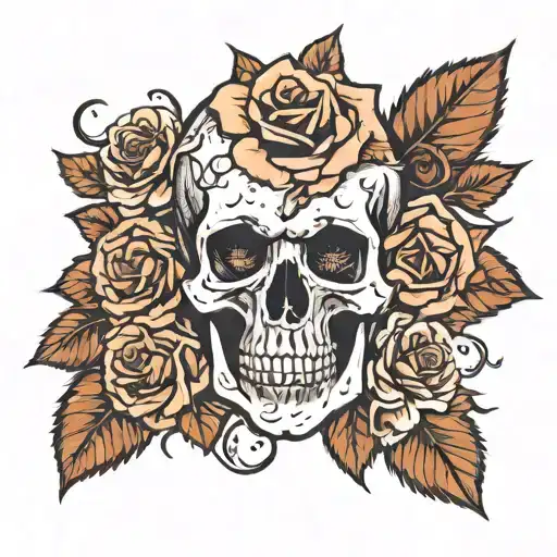 Skull And Roses With Thorns Wrapping