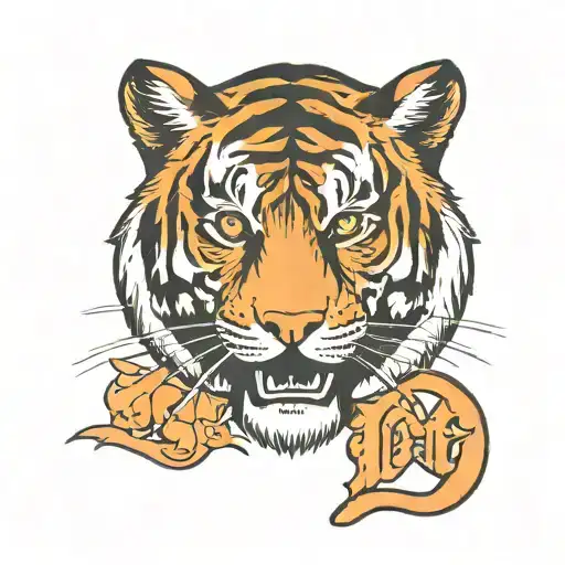 Small Tiger Detroit Tigers Style Tattoo With The Word Detroit On The Side Or Top