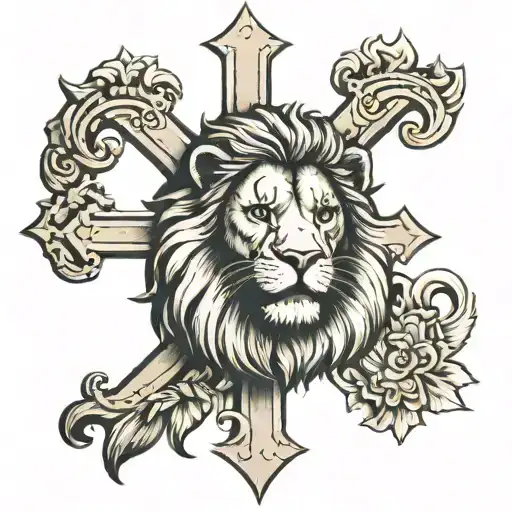 Cross And Lion Head