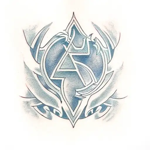 A Tattoo Of The Elder Scrolls Logo Incorporated Into A Vintage Car Design