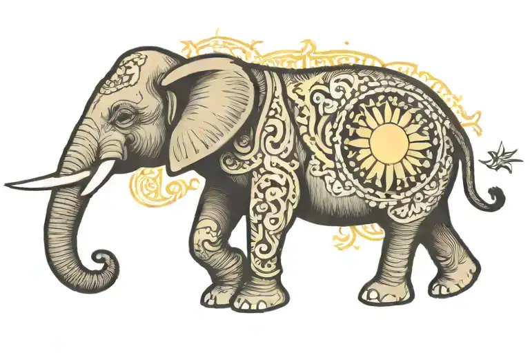 Elephant Connecting To A Sun