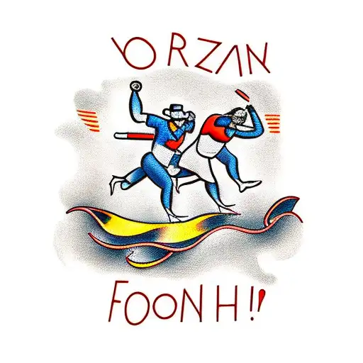 Marathon Runners Crossing The Finish Line Together