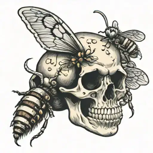 Skull Covered In Bees