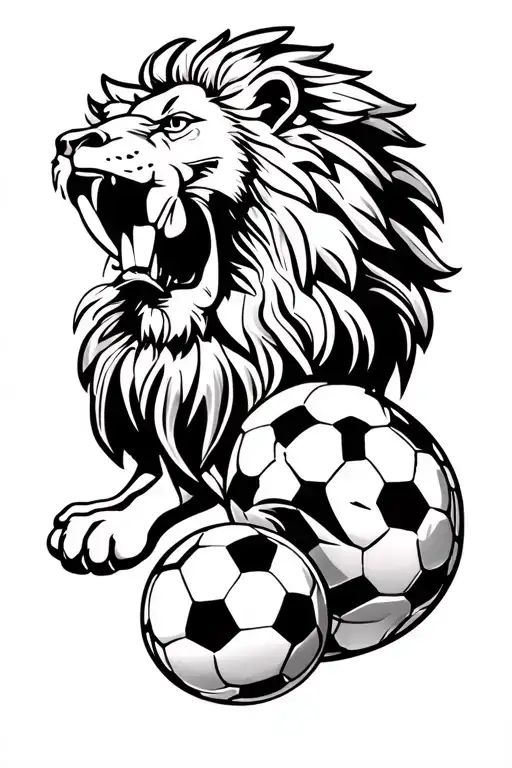 Lion With 3 Heads And A Soccer Ball