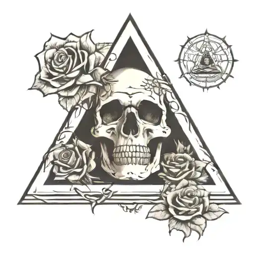 Skull Rose's Pyramid All Seeing Eye