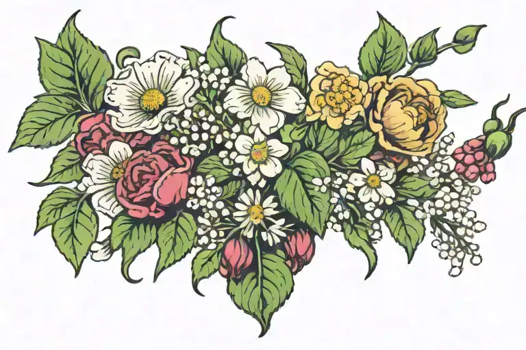 Daisy Sweet Pea Lily Of The Valley Hawthorn Bull Ram